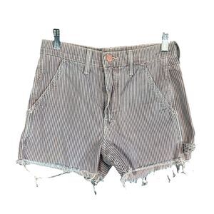 MOTHER Pink Rainbow Choo Choo High Waist Utility Fray Denim Shorts 25